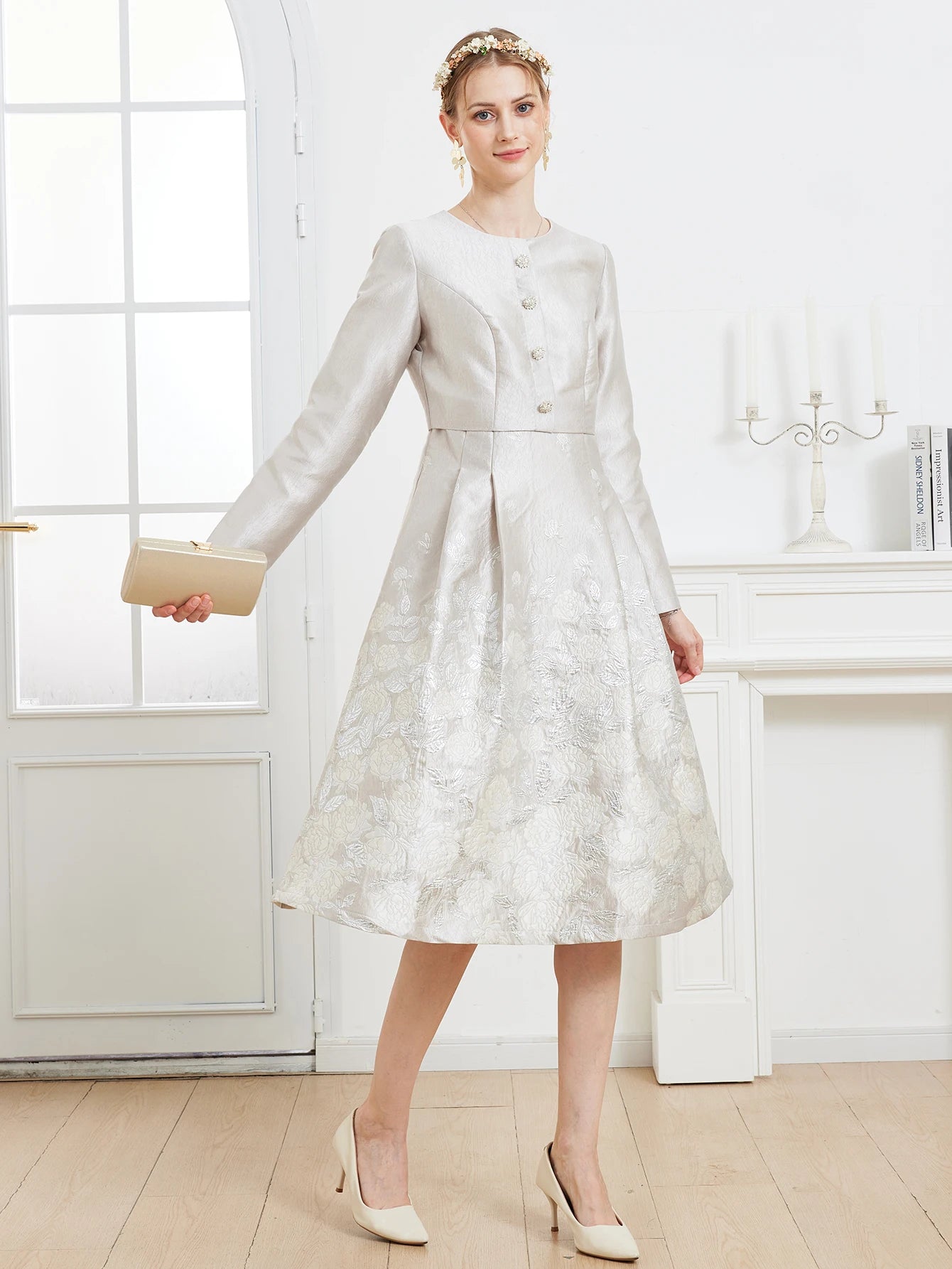 Robe Jacquard Fleurie Luxe