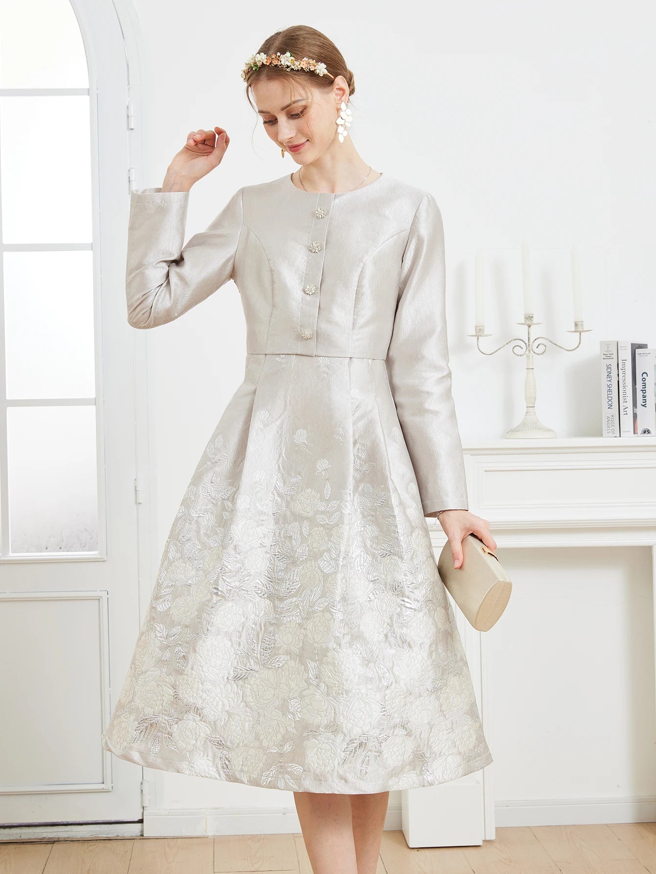 Robe Jacquard Fleurie Luxe