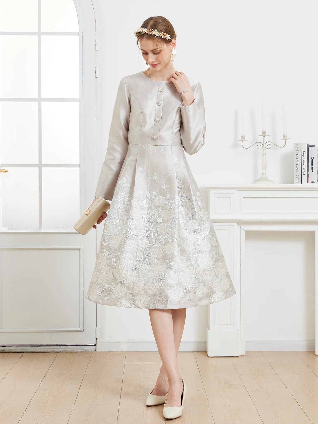 Robe Jacquard Fleurie Luxe