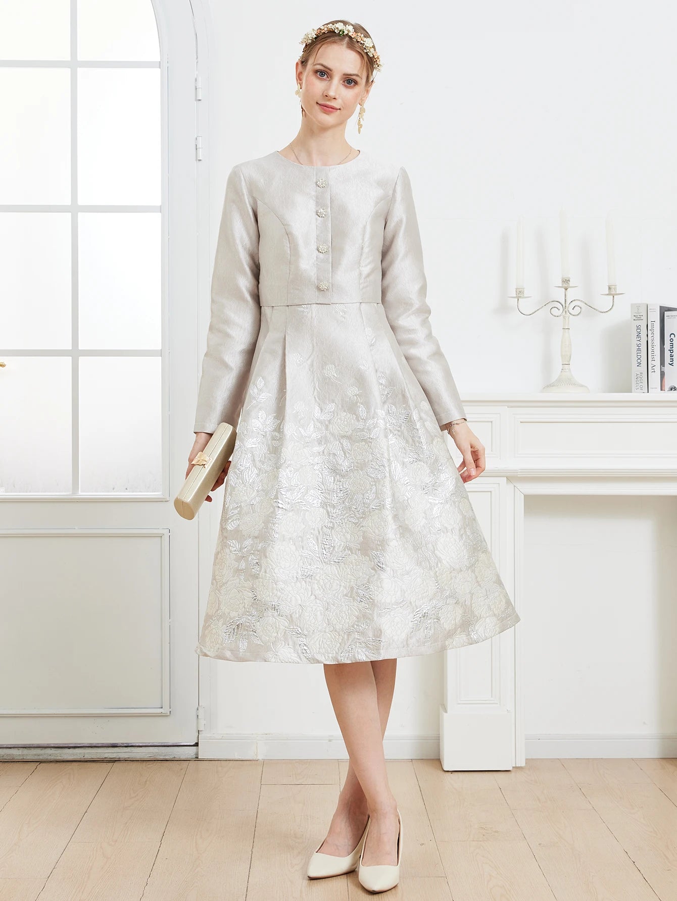 Robe Jacquard Fleurie Luxe