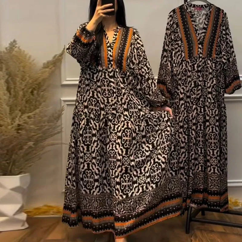 Robe Longue Géométrique Élégante