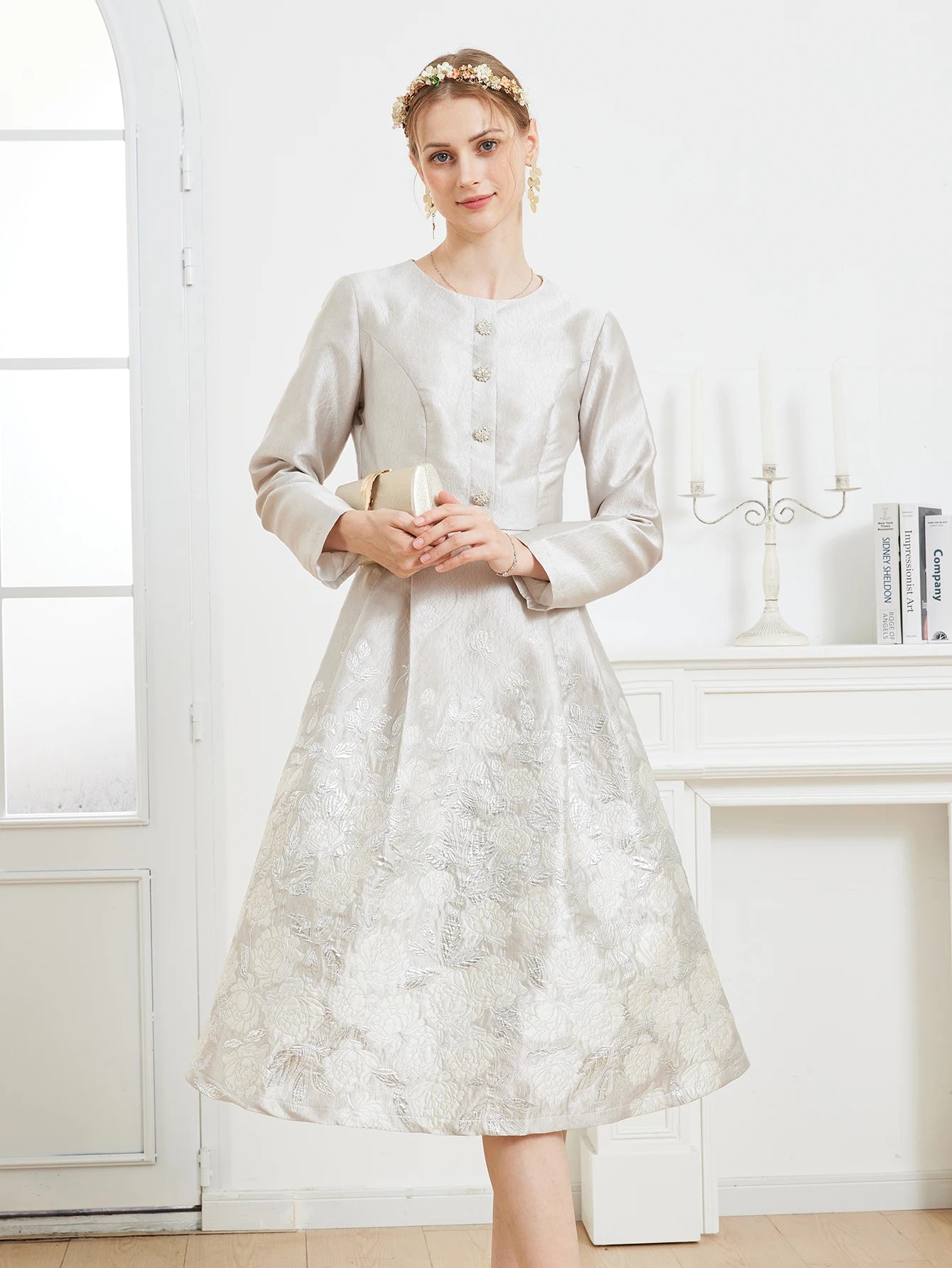 Robe Jacquard Fleurie Luxe