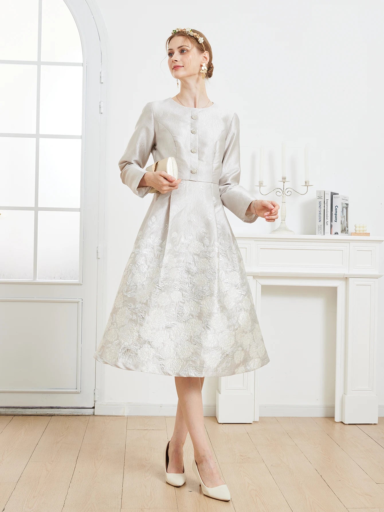Robe Jacquard Fleurie Luxe