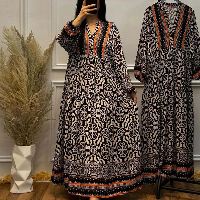 Robe Longue Géométrique Élégante
