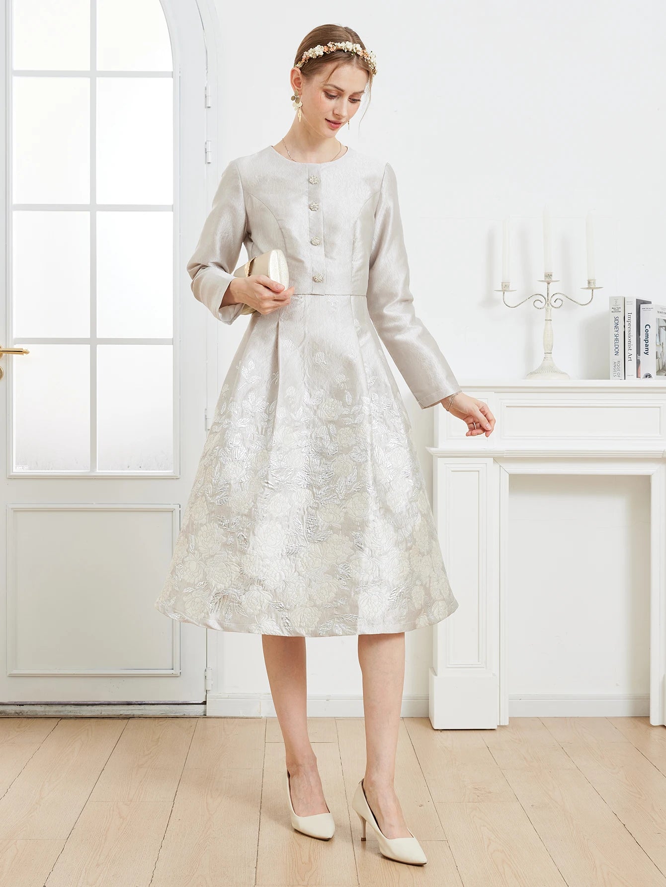 Robe Jacquard Fleurie Luxe